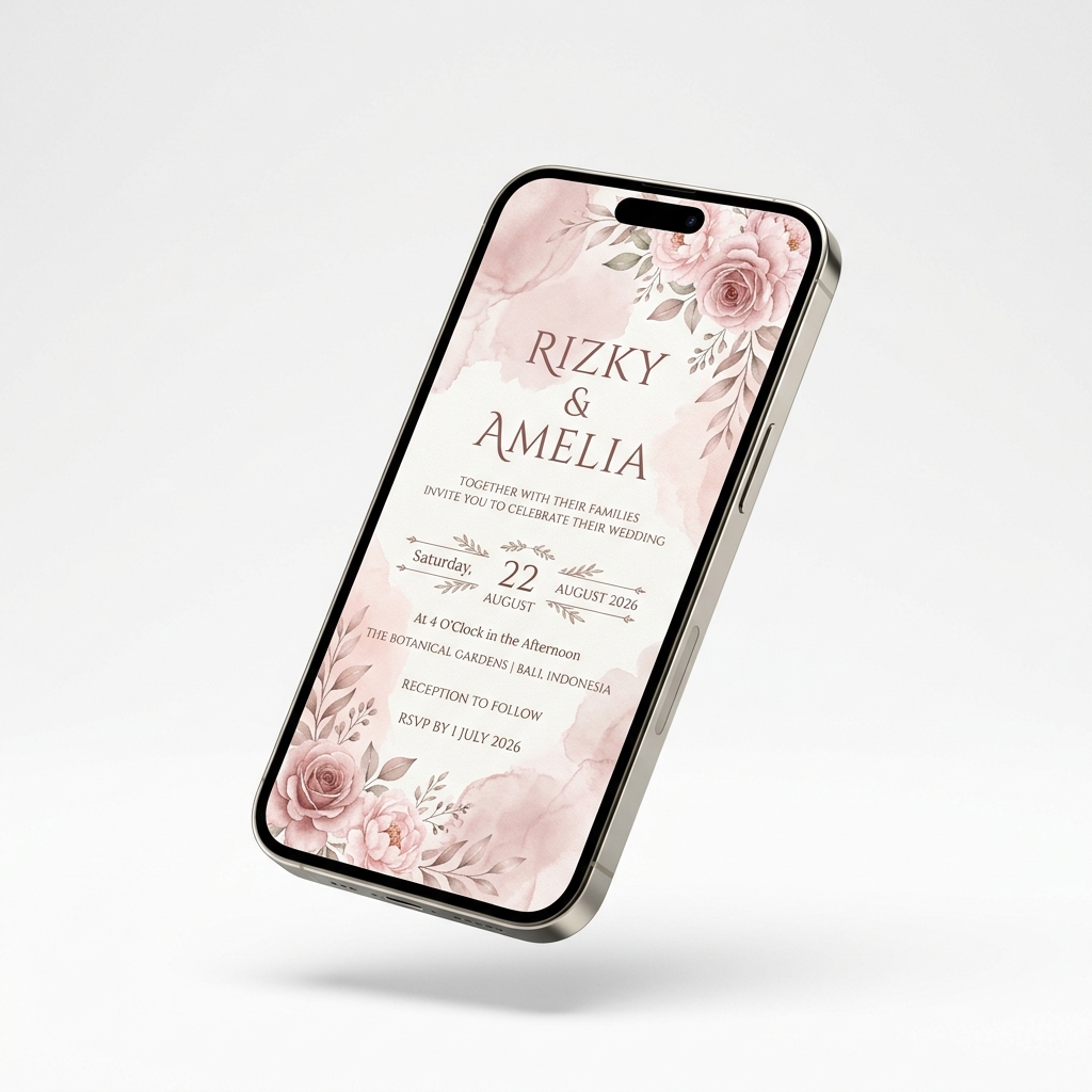 Template Romantic Rose — Undangan digital romantis dengan tema pink